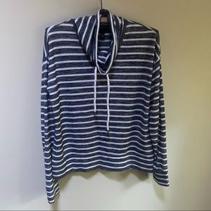 Banana Republic ~new ~Blue + White Striped  Nautical Turtleneck Cowl Top